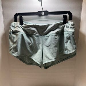 Lululemon Track Shorts Women's Sz 8 W/ Liner Bluish Green Color- Drawstring